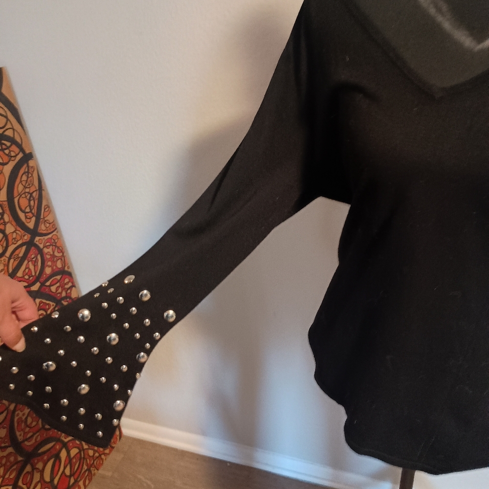 Black Top with Silver Studded Sleeves